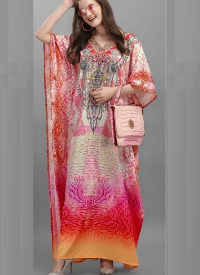 jelite AFREEN Kaftans Latest Fancy Casual Wear Japan Polyester Crepe Kaftan Style Kurti Collection